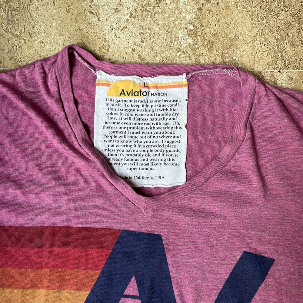 Aviator Nation Pink Tee L - Picture 2 of 3